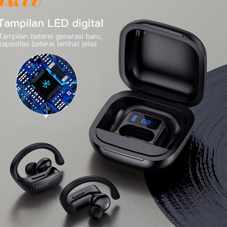 S3W7 (New) TACOO TWS Buetooth Earphone JS80 Hifi Sound Super Bass Stereo Built-In fon Gaming Musik H