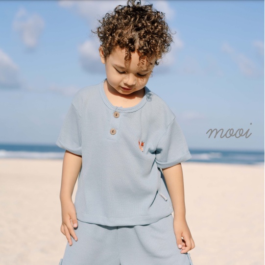 Mooi Shirt Waffle Set 1-5 Tahun Setelan Anak Waffle Unisex CBKS