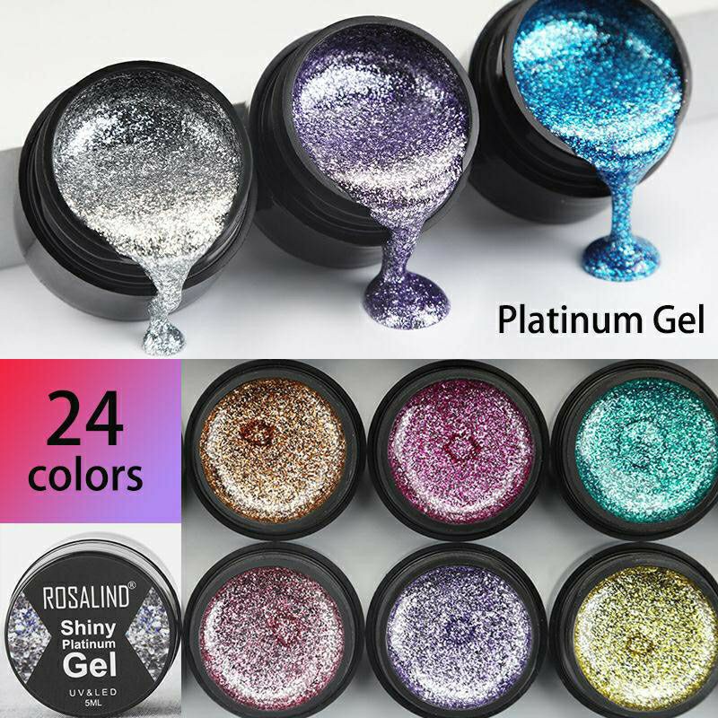 READY STOCK (21 - 24) Rosalind SHINY PLATINUM GEL SERIES Gel Nail Polish UV LED / Kutek / Cat Kuku