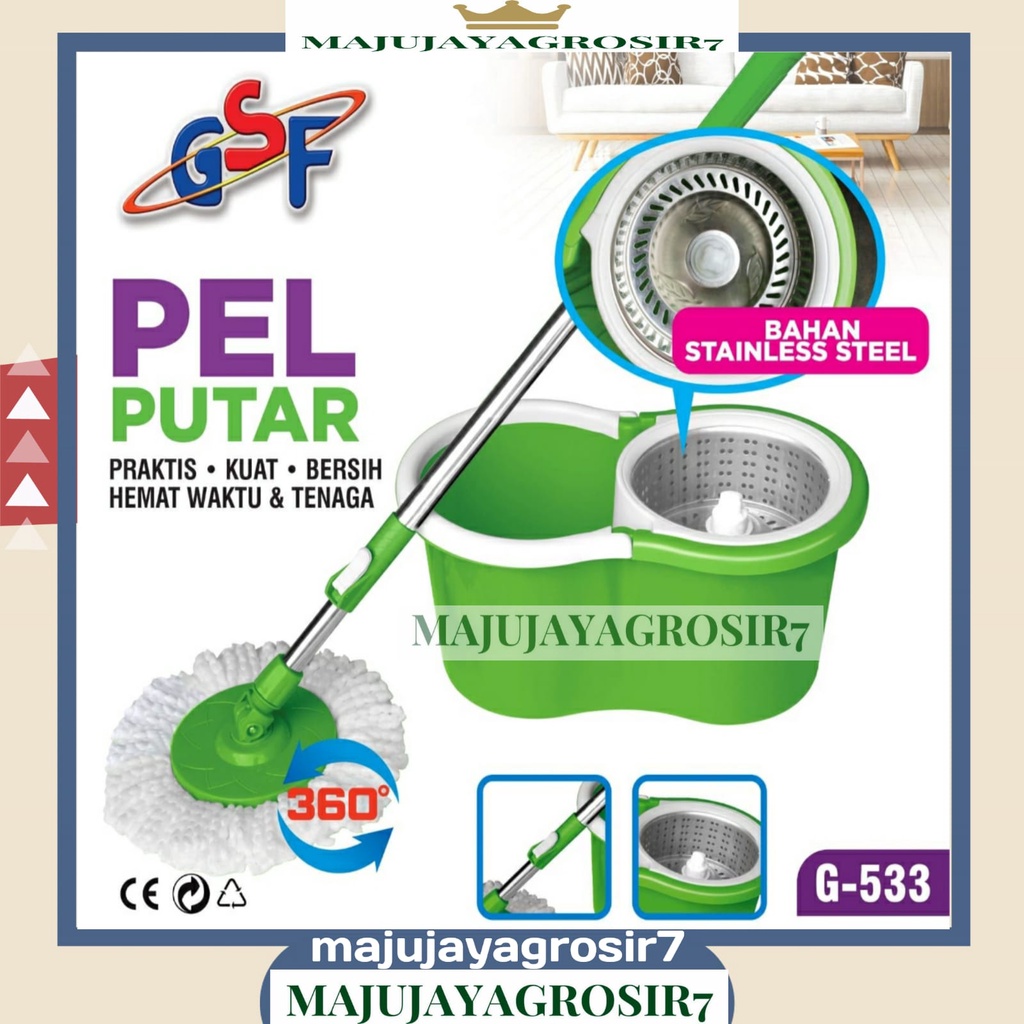 MAGIC MOP GSF MURAH /ALAT PEL PUTAR SPIN MOP PLASTIK DAN STAINLES / MAGIC MOP GSF STAINLESS STEEL / 