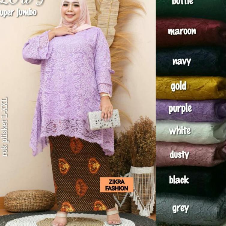 [Miliki] (Bisa COD) Glowy #2 LD 140 super jumbo brokat tunik by zikra fashion | Kebaya brokat super