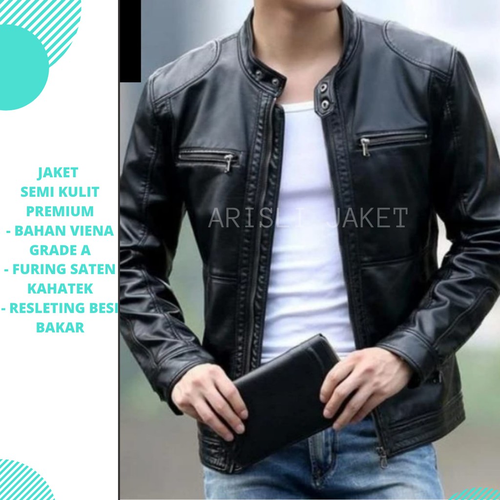 JAKET SEMI KULIT SLIMPIT(VINO)PRIA/COWOK JAKET SEMI KULIT CASUAL MURAH