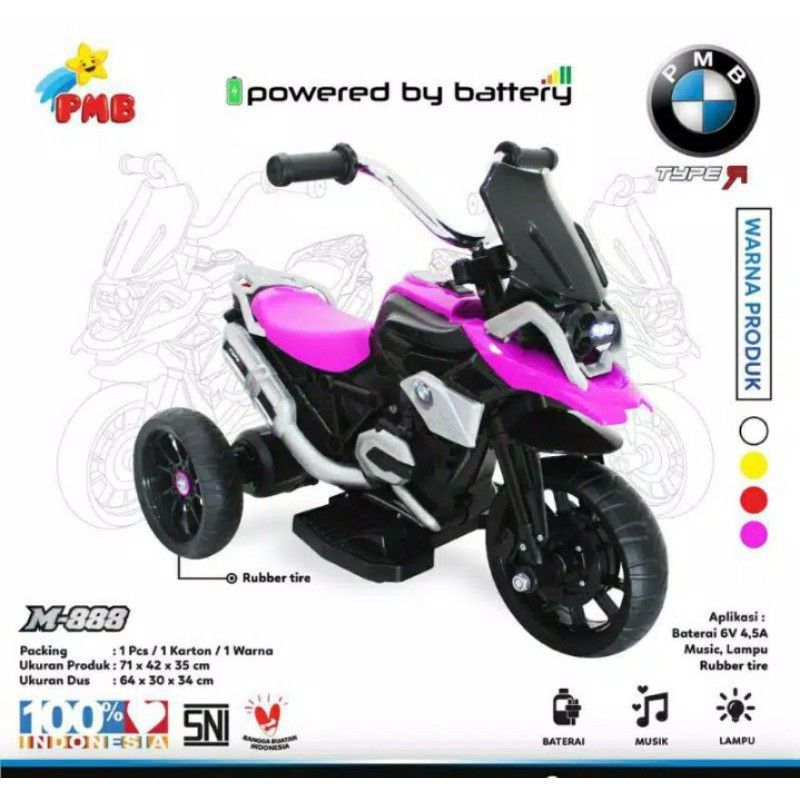 MAINAN ANAK MOTOR MOBIL SEPEDA AKI BMX TRYCYCLE RODA TIGA ANAK PMB M-888