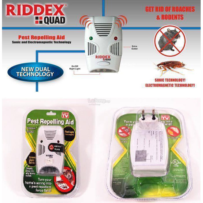 Alat Pengusir Tikus Nyamuk kecoa Riddex Quad Pest Repelling Aid Pembasmi Berbagai Serangga Ampuh