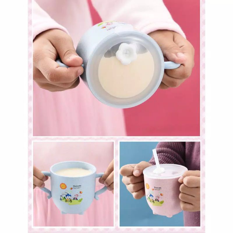 Mug gelas tumbler/Mug +sedotan/gelas Susu anak