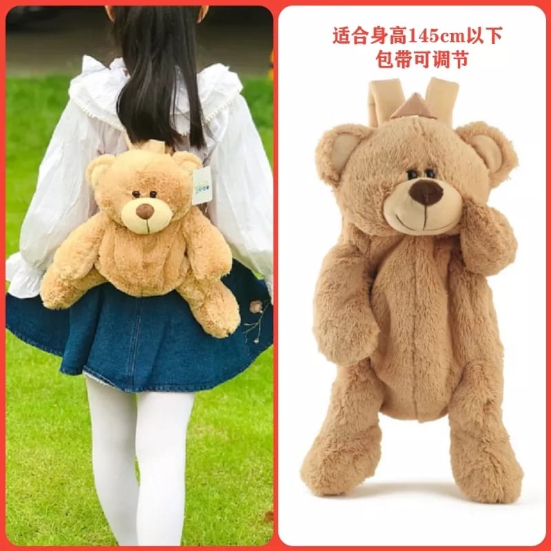 &quot;aurabagss&quot; - Tas Anak Tas Ransel Beruang Besar Tas Beruang Teddy Bear Bulu Lucu Imut Gemoy Ransel Wanita Baru Boneka Mewah Ransel Kasual Ransel Boneka Fashion