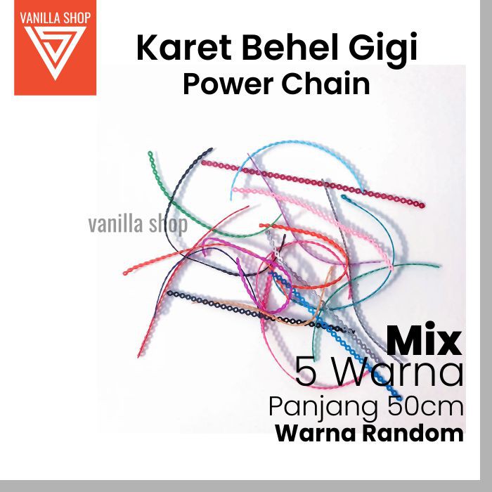 Karet Sambung Behel Gigi Power Chain 50cm Warna Campur Random