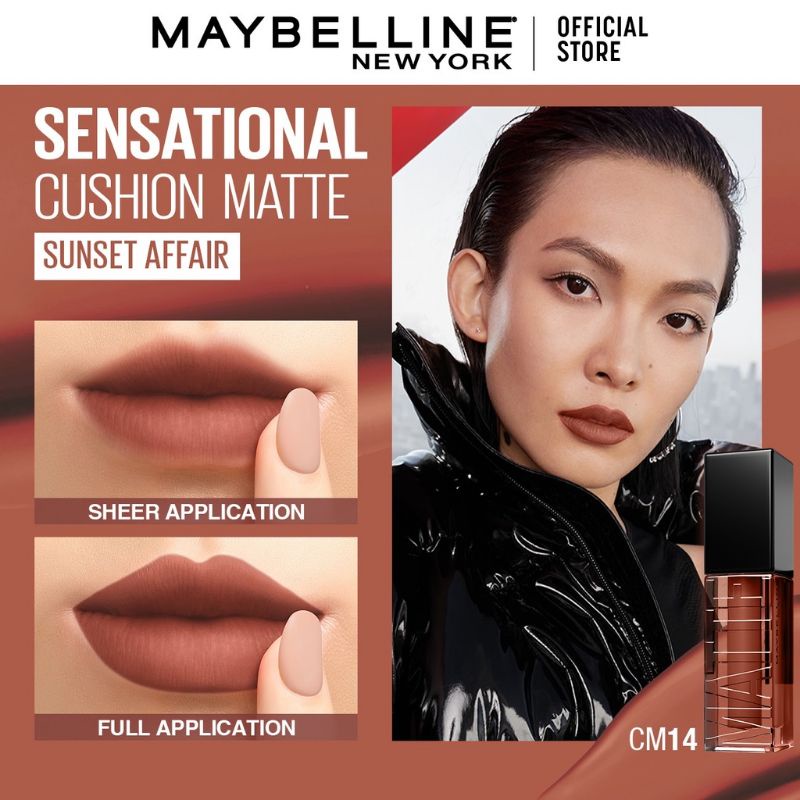 Maybelline Cushion Matte Lip Cream - Lipstick Soft Velvet Finish Lembut & Ringan [Lipstik Cream]