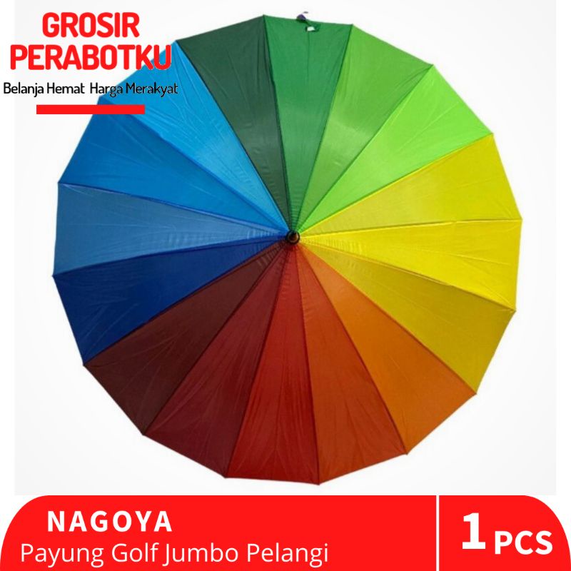 Payung Golf Pelangi Jumbo Besar 16 Jari Murah Kuat &amp; Kokoh Payung Besar Rainbow Payung Pelangi Besar Payung Warna Warni Jumbo Payung Murah Besar Payung Silver Payung Payung Besar Murah Meriah Umbrella Rainbow