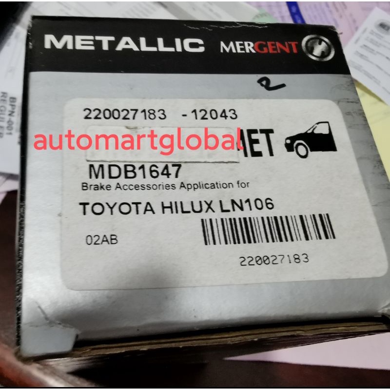 brake pad kampas rem depan toyota prado hilux ln106
