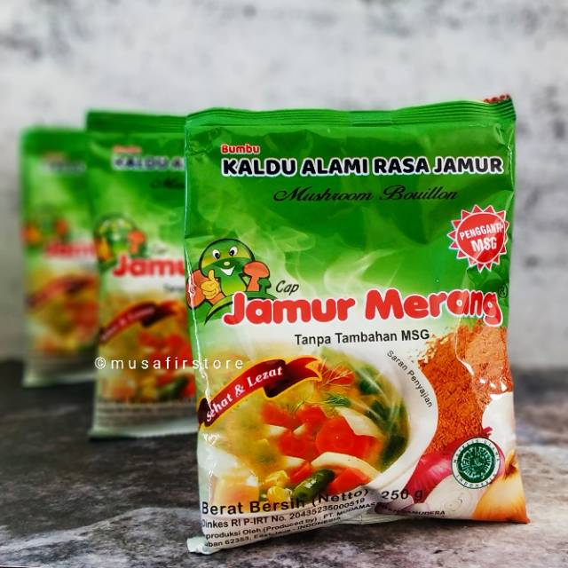 

Kaldu alami jamur merang kemasan isi ulang 250g