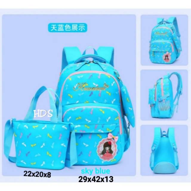 Fashion backpack 2in1 motif sepatu barbie hds