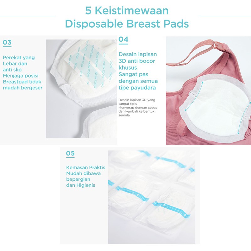 Makassar - MOOIMOM Disposable Breast Pad 30pcs - Penyerap ASI Sekali Pakai