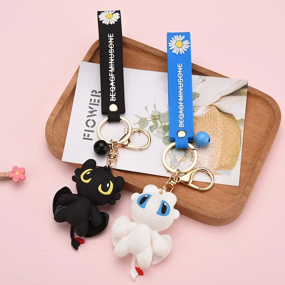 Needway  toys For Children Anime How to Train Your Dragon Cartoon Character Couple Keyring Toothless Keychains Key Chain Children Toys Bag Pendant Car Key Chain Action Figures Anime Doll Dragon 3 Light Fury/Multicolor