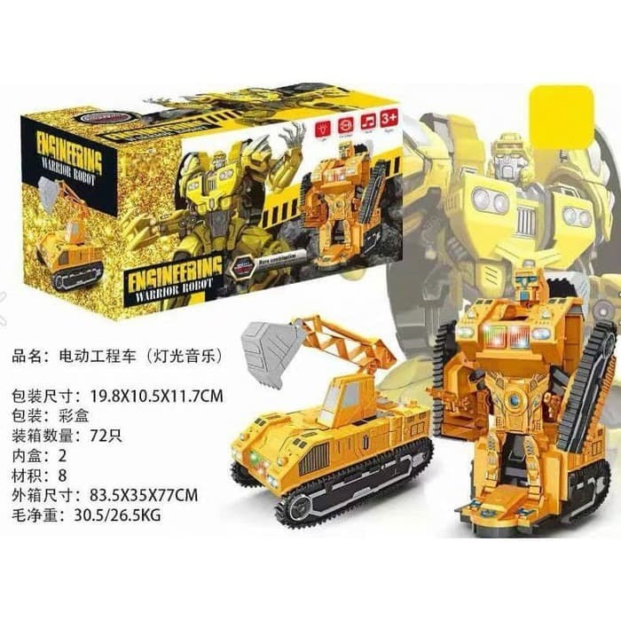 Engineering Warrior Robot Kuning / Mainan Anak Laki Mobil Robot berubah jadi Tank Beko /Mainan Cowok (Gratis Ongkir)