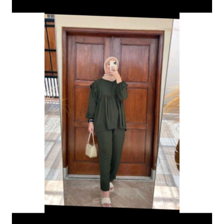 ONE SET WANITA HIJAB STYLE CRINGKLE AIRFLOW OOTD KEKINIAN MURAH