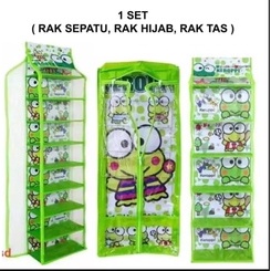 Rak Set Gantung 3in1 (Rak Sepatu ,Rak Tas &amp; Rak Jilbab)