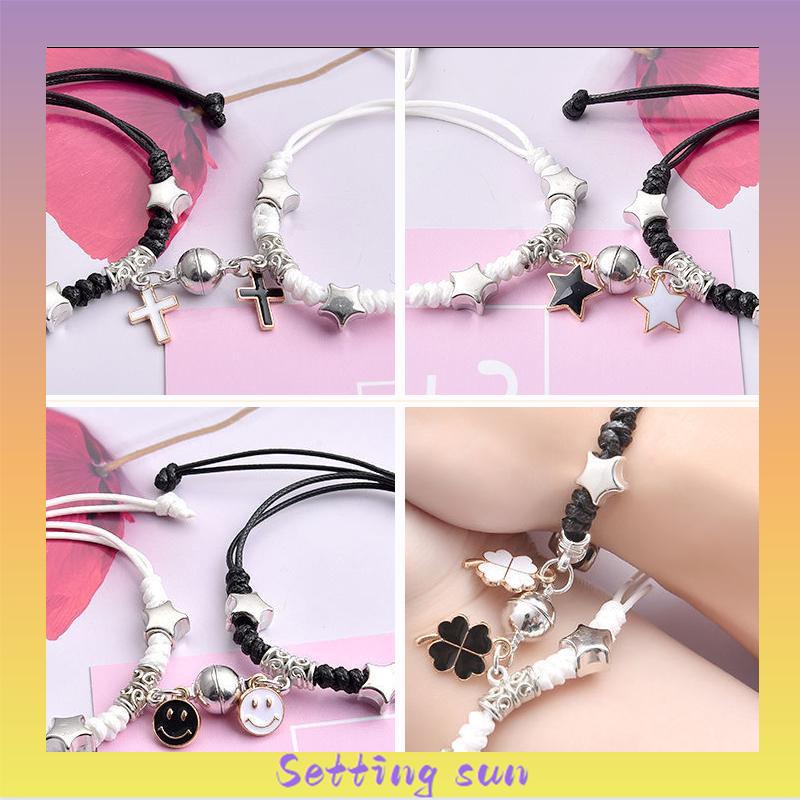 2 Pcs Fashion Magnet Gelang Palang Berbentuk Hati Kunci Gelang Wanita Pria Pasangan Perhiasan Aksesoris TN