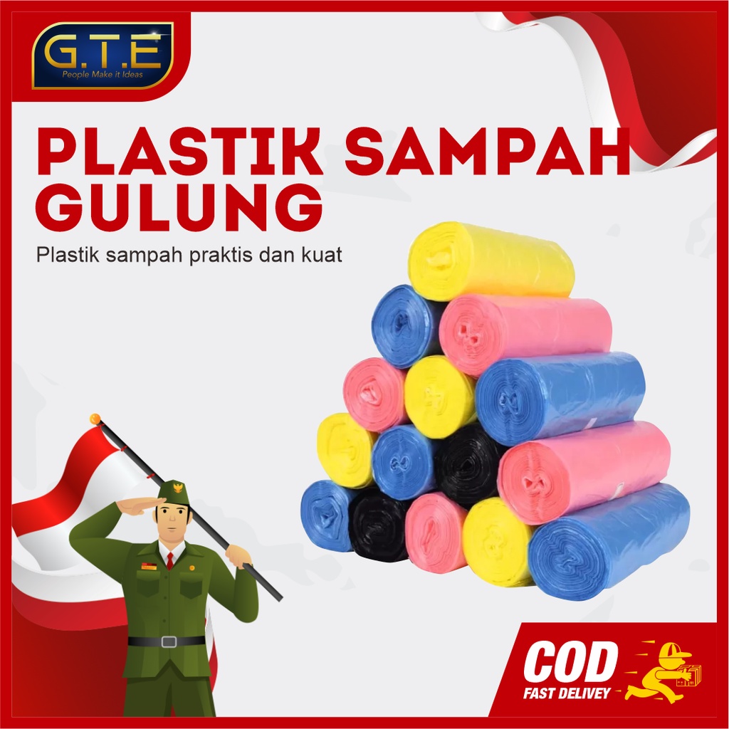 GTE | KANTONG PLASTIK SAMPAH 45X50CM ISI 15 LEMBAR / KANTONG PLASTIK GULUNG ROLL / PLASTIC TRASH