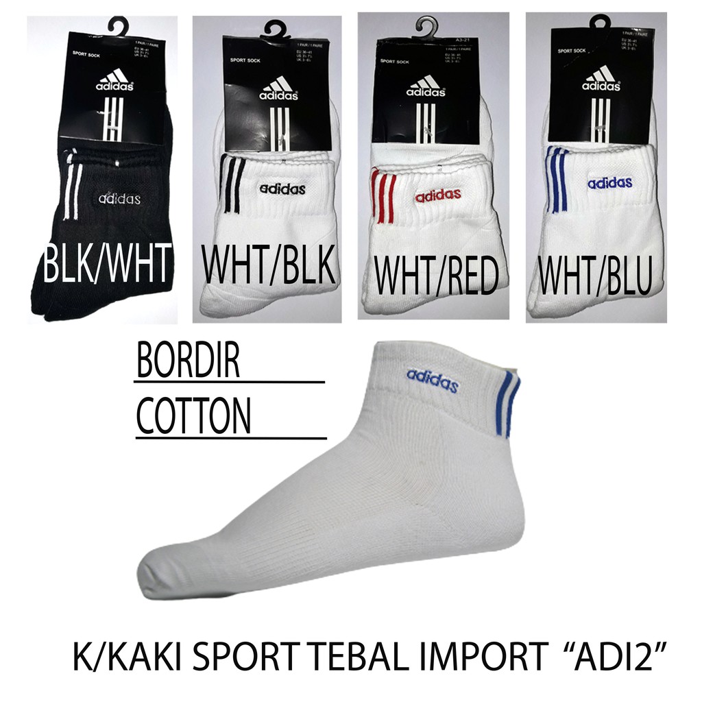 KAOS KAKI SPORT TEBAL IMPORT ADI2, KAOS KAKI PRIA DAN WANITA, KAOS KAKI SEKOLAH,