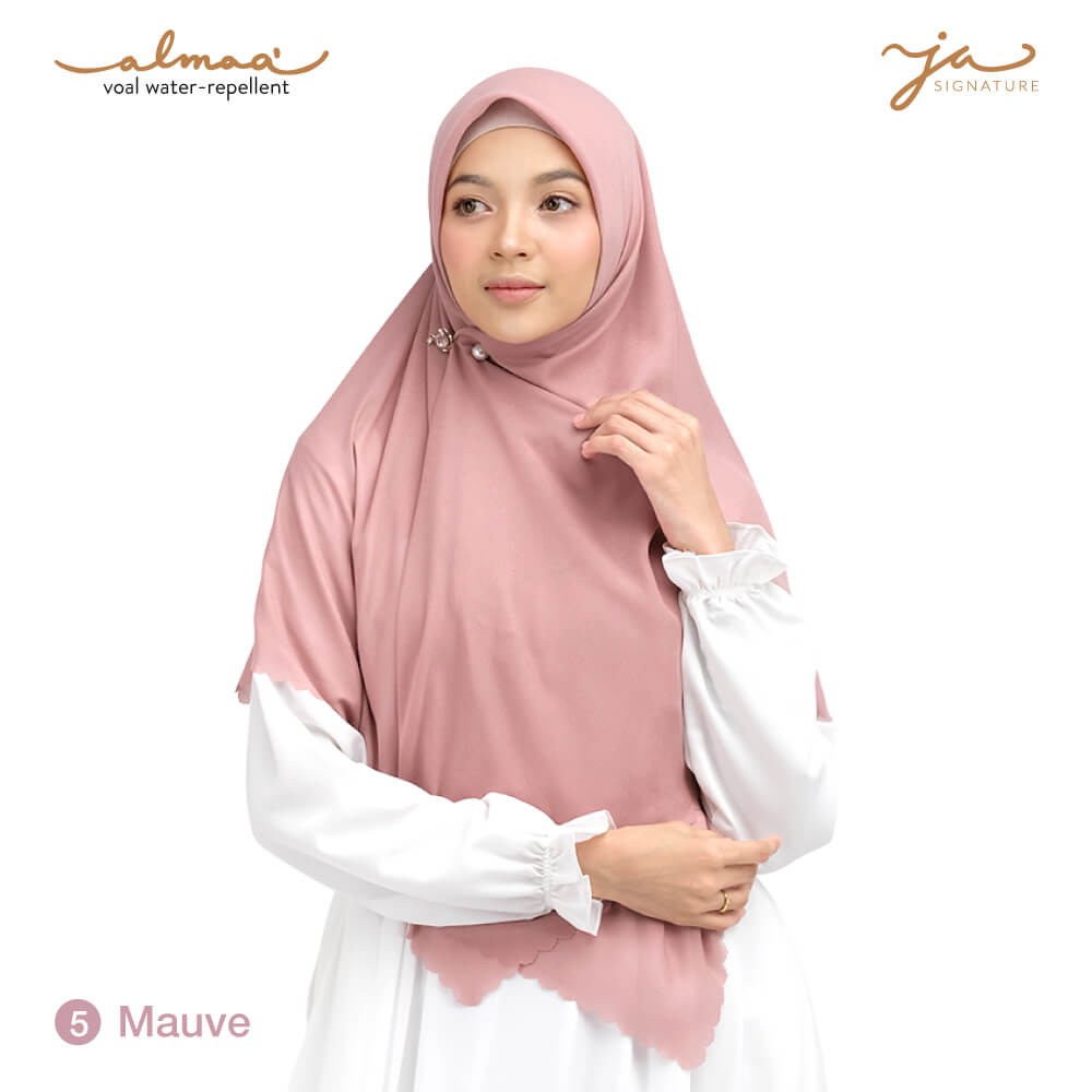 Jilbab Afra Almaa' Warna Mauve - Hijab Voal Polos Segi Empat - Anti Air