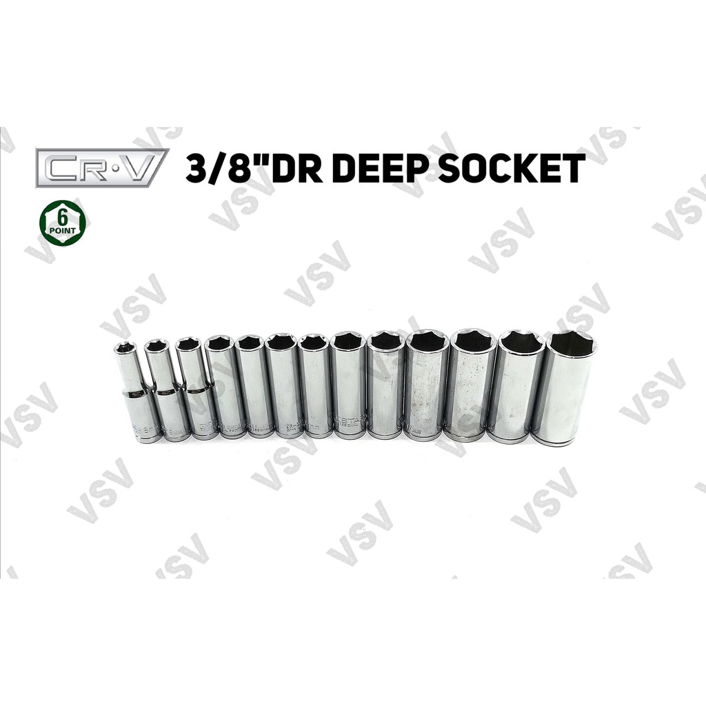 Gestar 3/8&quot;DR kunci Deep Sok 8mm 9mm 10mm 11mm 12mm 6PT Kunci Sock Kunci Shock Deep Socket