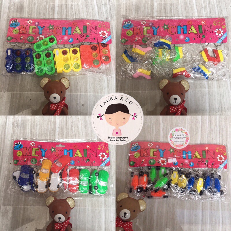 Gantungan kunci mobil car lampu 12pc lusinan grosir spiral