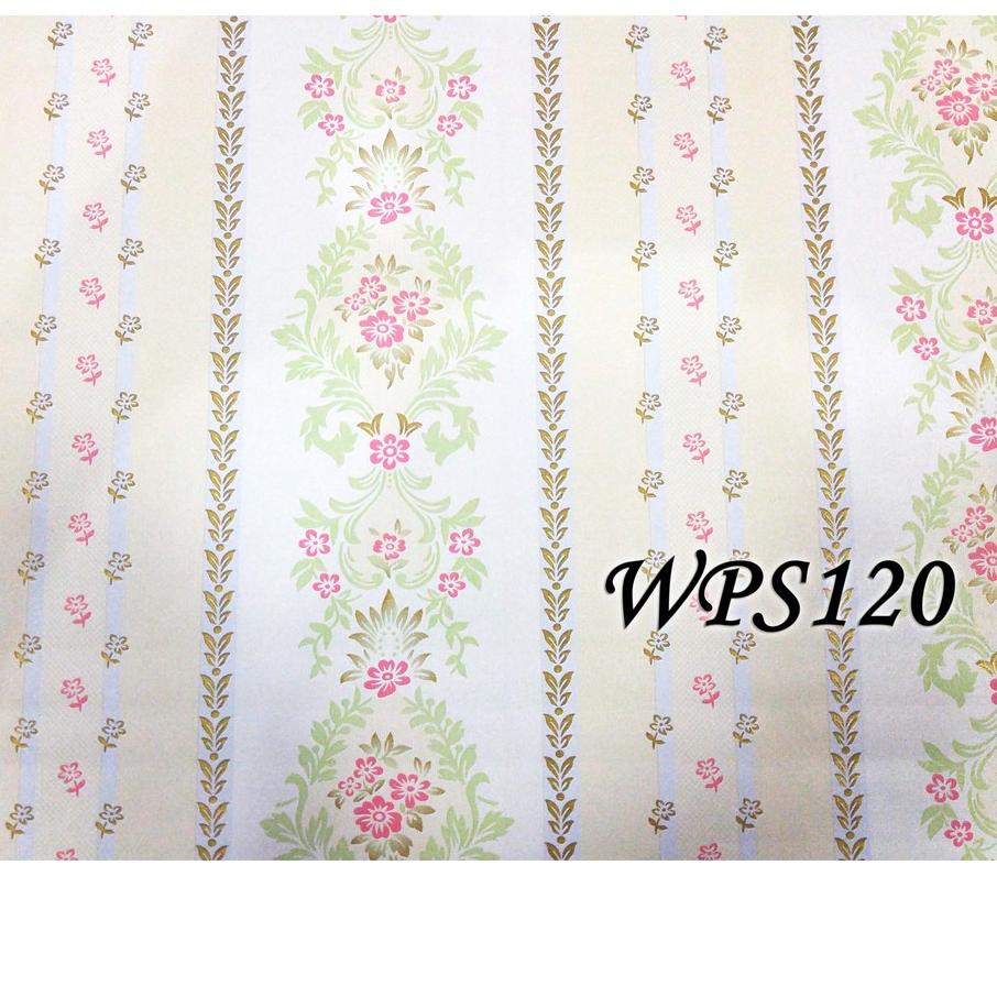 ZT3 WPS120  CREAM PASTEL N LINE FLOWER WALPAPER STIKER WALLPAPER STICKER 45CMX5M WPSBGS ~