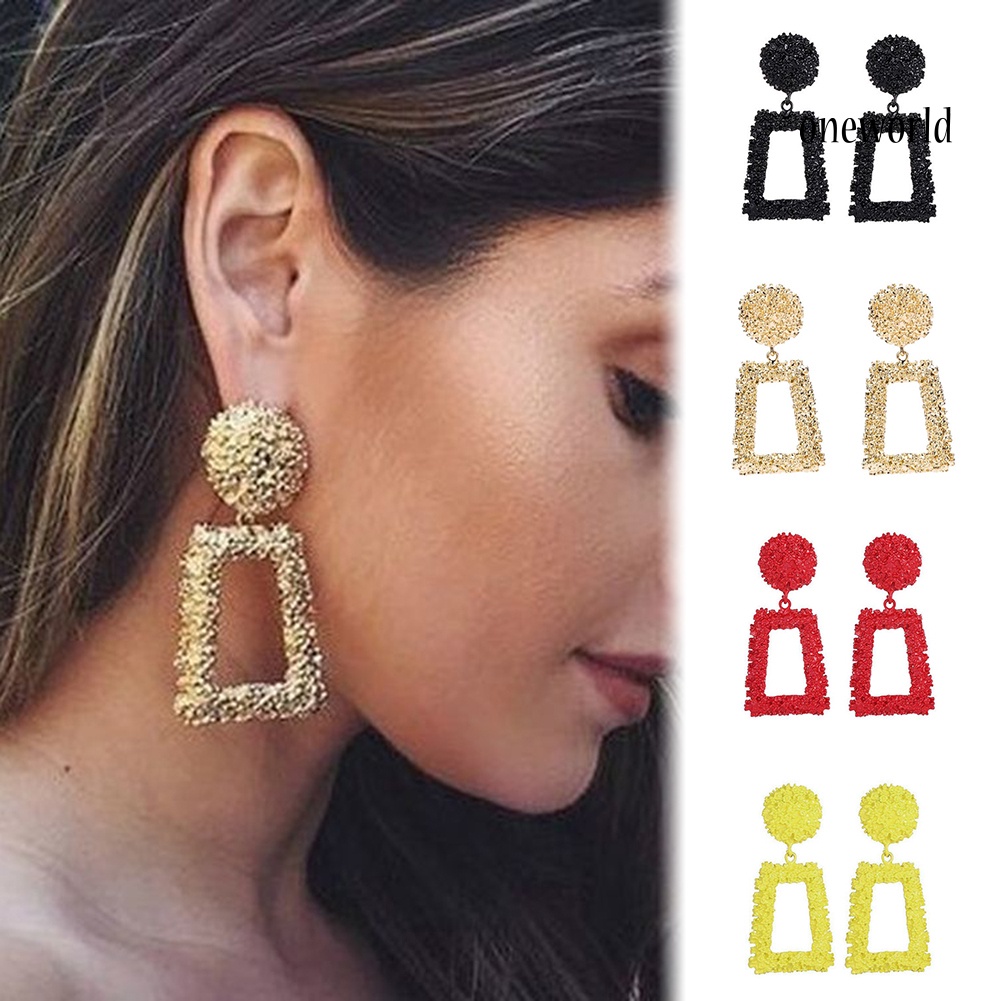 OW@ Women Geometric Irregular Bump Texture Ear Stud Dangle Earrings Jewelry Gift