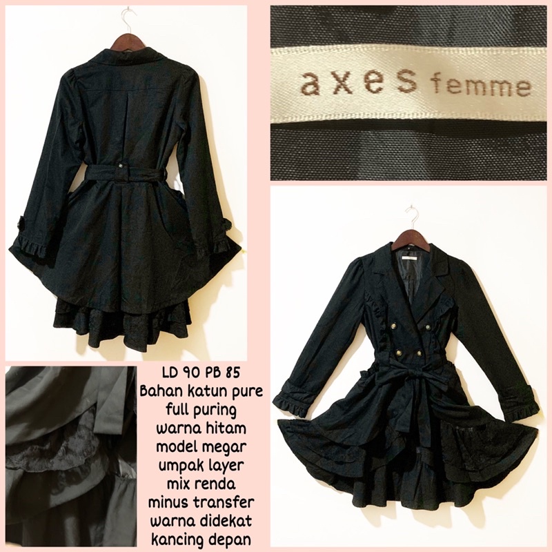 COAT AXES FEMME HITAM MEGAR RENDA UMPAK LAYER