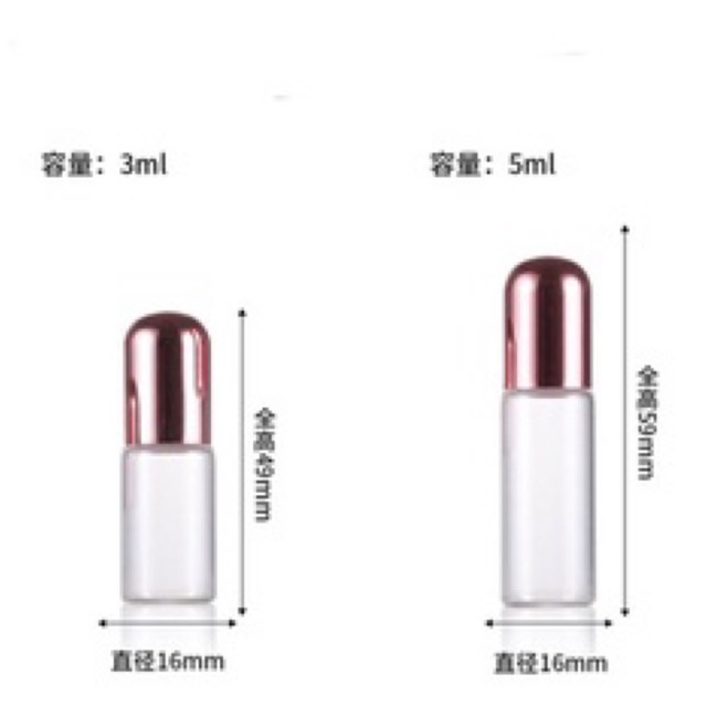 1ml Botol Clear Tutup Rose Gold Pink Roll On Glass Perfume Essential Oil Vials Stainless Roller Ball Travel Clear Bottle