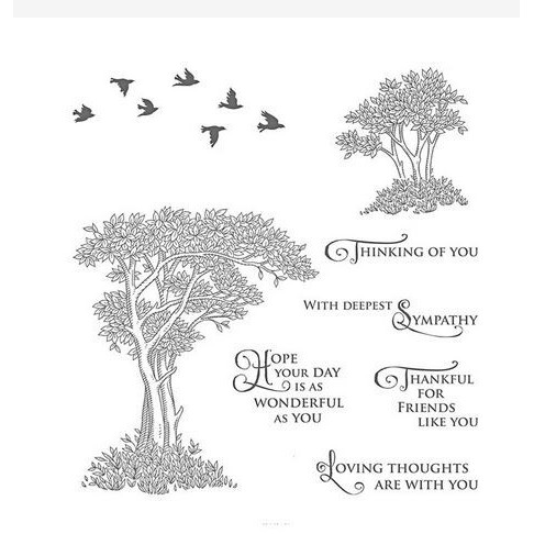 Clear Stamp (Stempel Transparan/Bening) - Tree Bird &amp; Deepest Sympathy