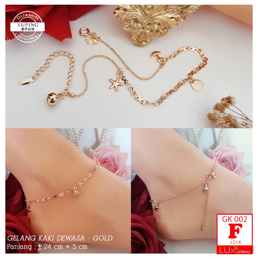 GK 002 Gelang Kaki Xuping Premium Perhiasan Emas Imitasi Wanita Dewasa Aksesoris Kaki Anklet Gold Xuping Ori Luxx Xuping