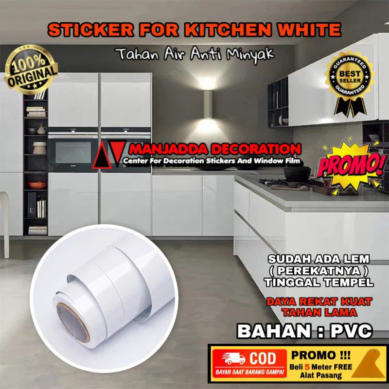 Stiker Kitchenset Warna Putih Polos stiker lemari