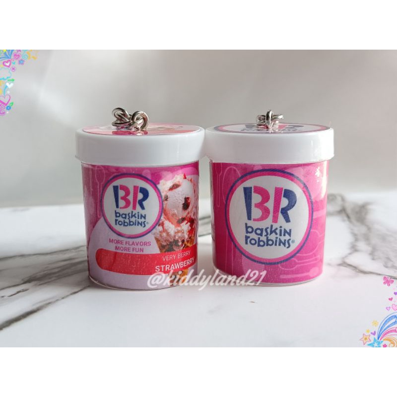 (Minimal 4 biji) Gantungan Kunci Unik Miniatur Ice Cream Cup-Baskin robbins