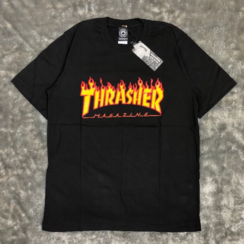 TSHIRT KAOS BAJU THRASHER FLAME BLACK LUKE ORI