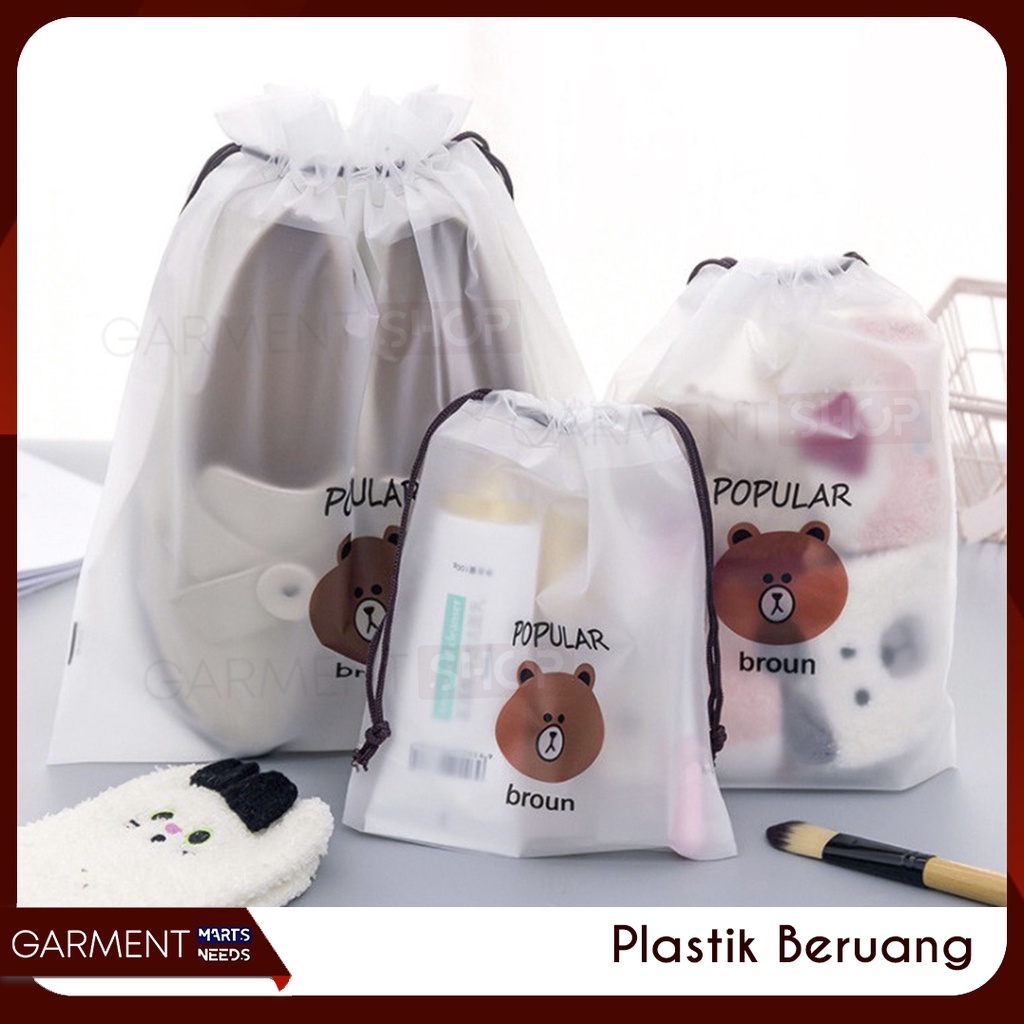 PLBROWN - Tas Serut  Organizer Serbaguna Make Up Pouch Kosmetik Beruang Lucu Impor