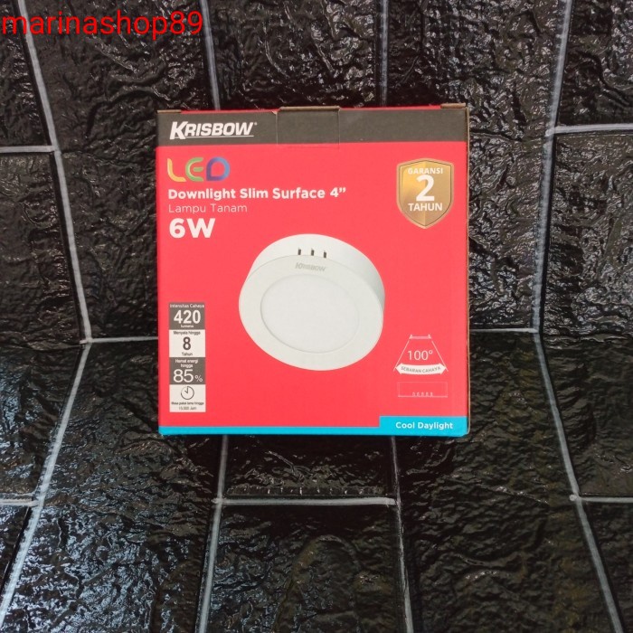 krisbow lampu downlight bulat led 6 w_led lampu plafon 4 inch putih