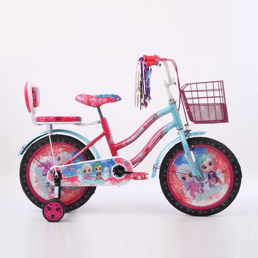 Khusus Exspedisi Sepeda Anak Perempuan Evergreen Daisy 12 16 18 inch Ungu Pink SNI Penguin COD kredit cewek BMX mini Ban pompa karet bukan plastik eva termurah terbaik gratis service seumur hidup-Princess Pink Tosca