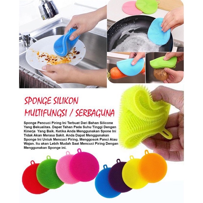 SPON ALAT CUCI PIRING SILIKON SIKAT SPONS SILICONE SPONGE PENCUCI ELASTIS KARET ANTI KUMAN