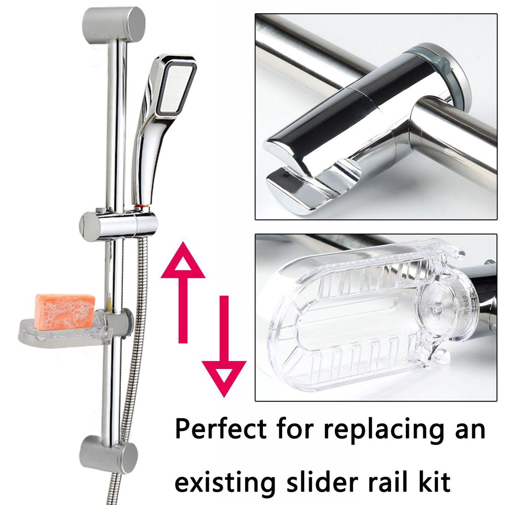 Populer Shower Slide Bar Stainless Steel Adjustable Pengangkat Pipa Kamar Mandi Kit Sabun Cuci Piring Spray Holder