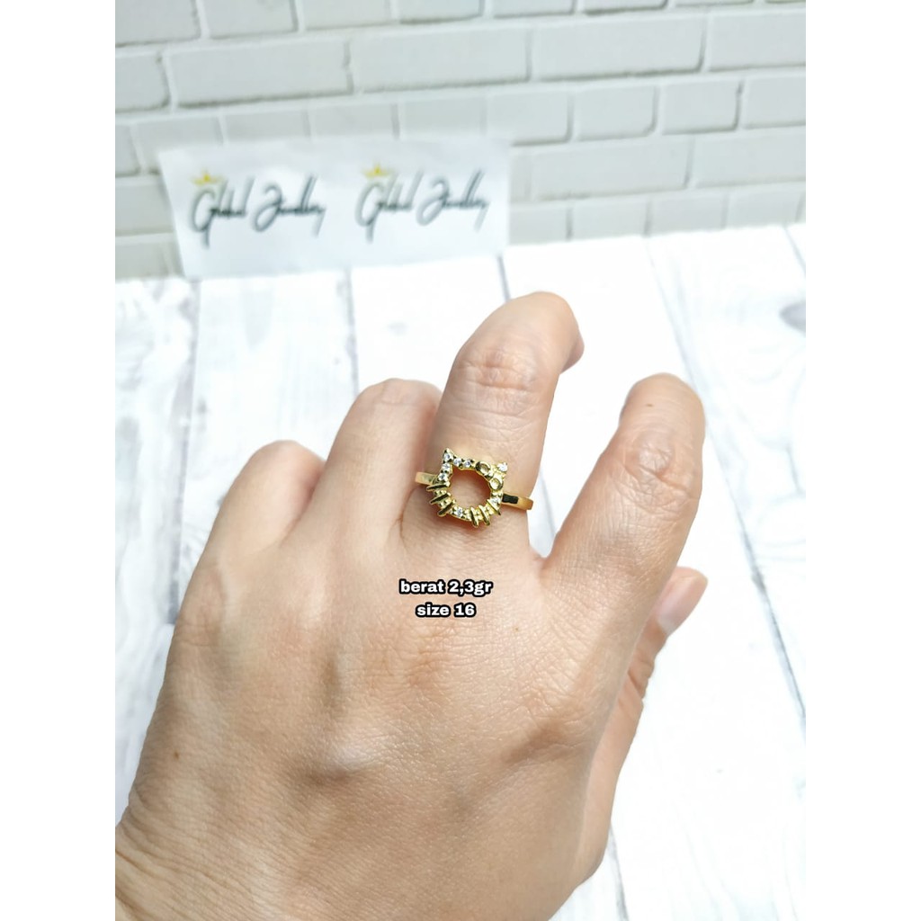 CINCIN HELO KITY BULAT MATA GOLD PERAK ASLI S925 GLOBAL JEWELLERY  CJ088