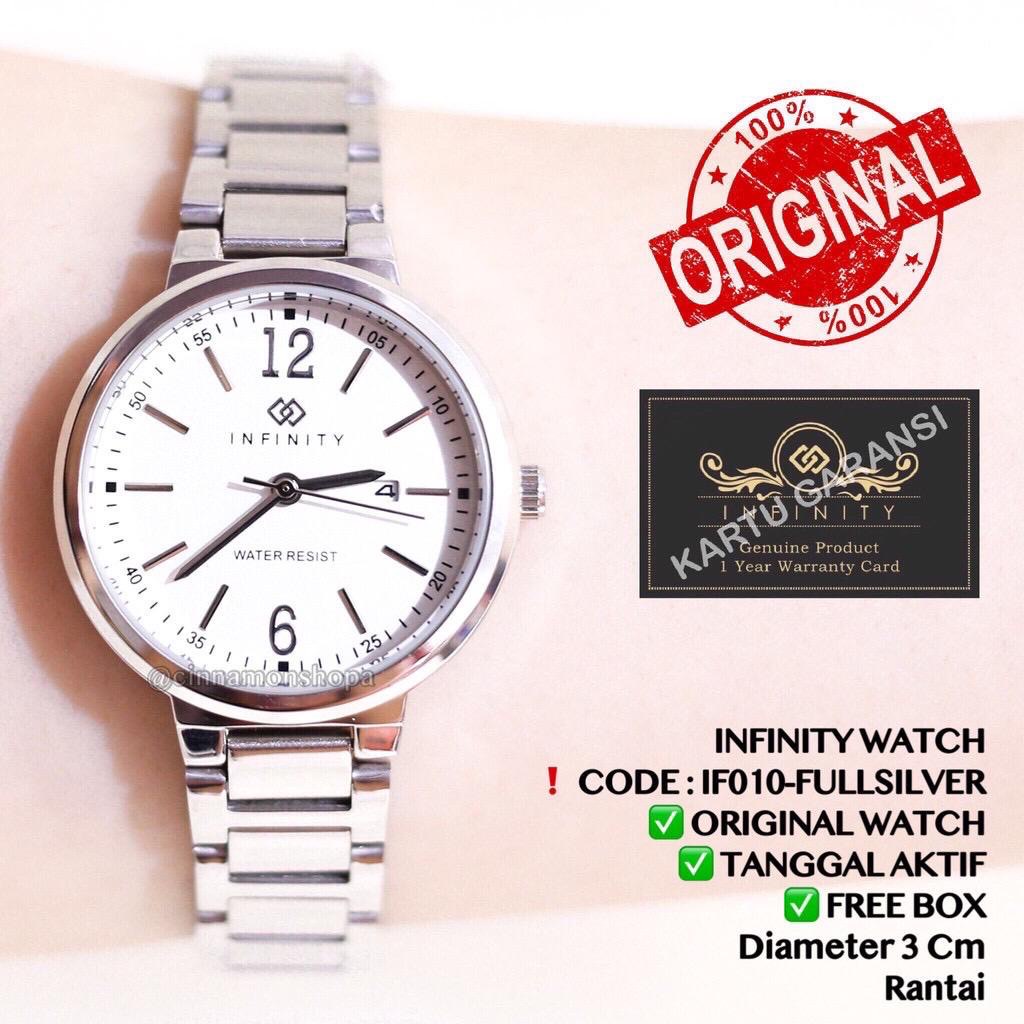 Jam tangan rantai wanita INFINITY original tanggal aktif rantai stainless steel FREE BOX &amp; BATERAI ANTI AIR