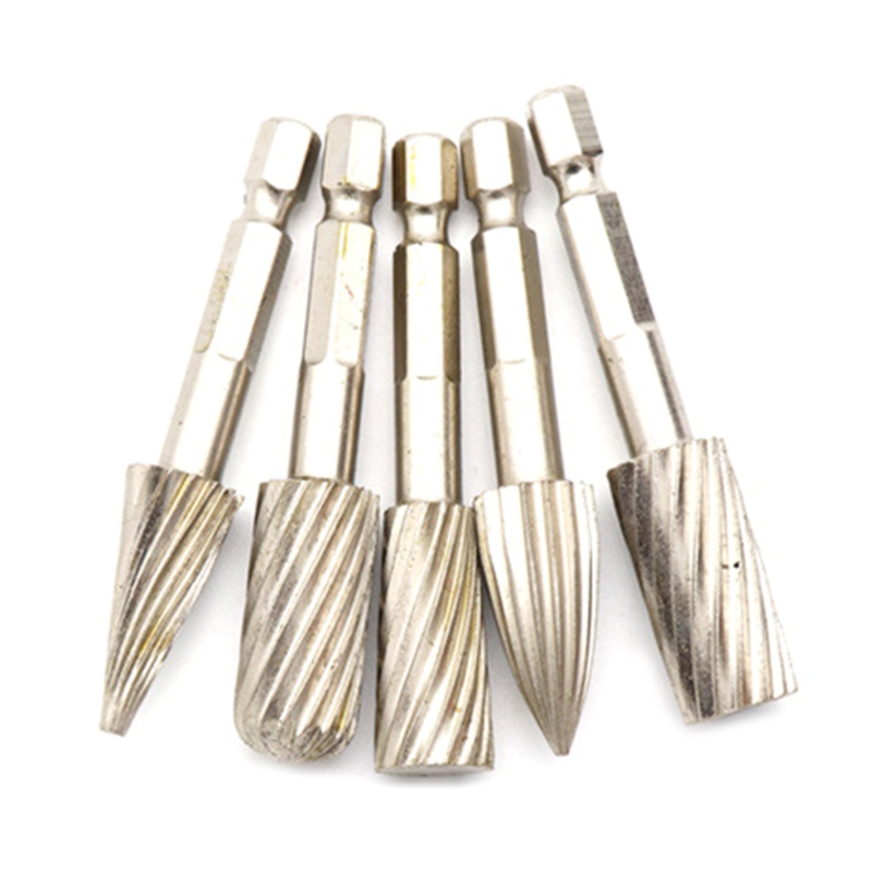 Kiss 5pcs Mata Bor Rotary 1 / 4 &quot;/ 6.35mm Bahan High Speed Steel Untuk Pengerjaan Kayu