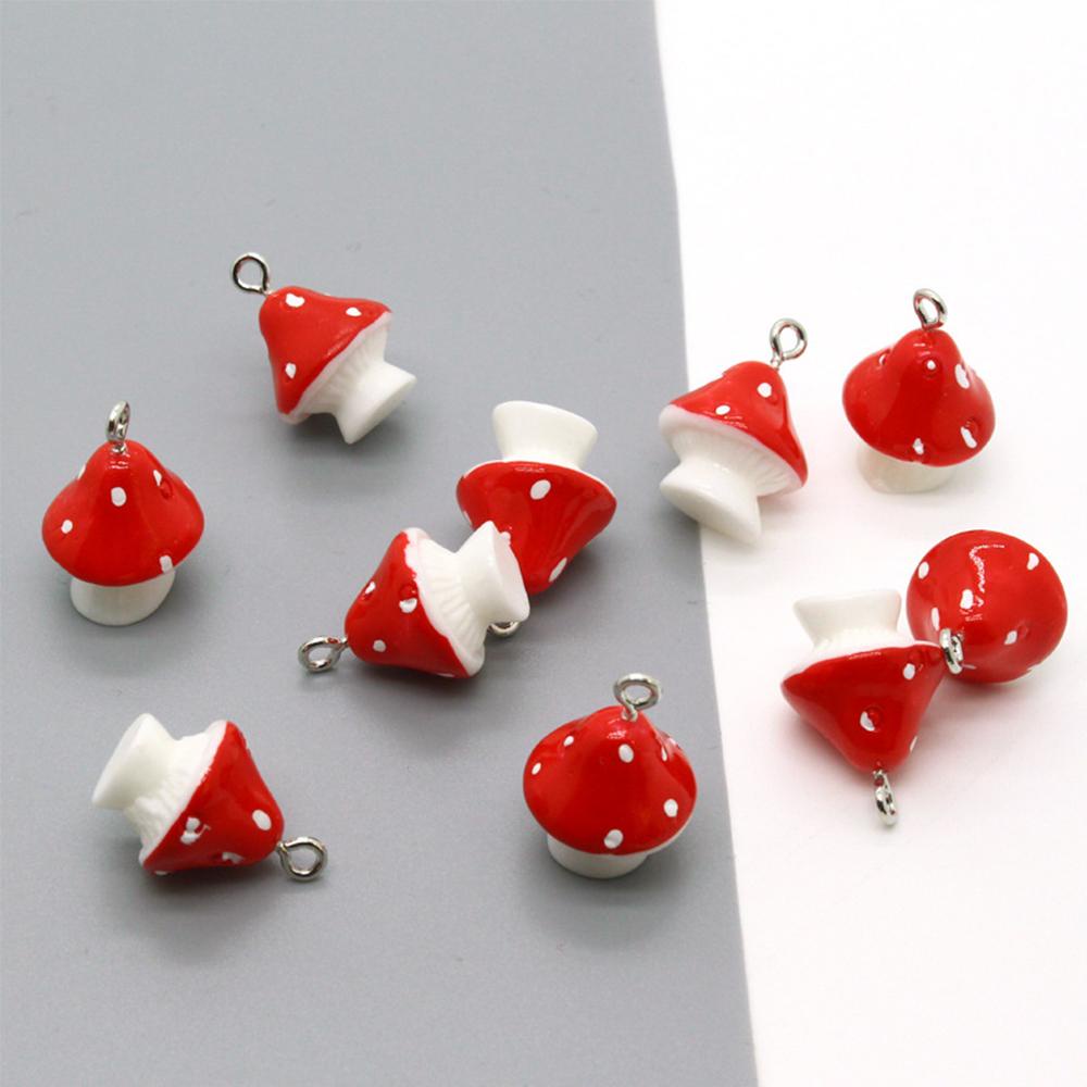 NICKOLAS1 Diy Perhiasan Aksesoris Aksesoris Fashion 3D Jamur Merah Resin Gantungan Kunci Sayuran DIY Anting-Anting