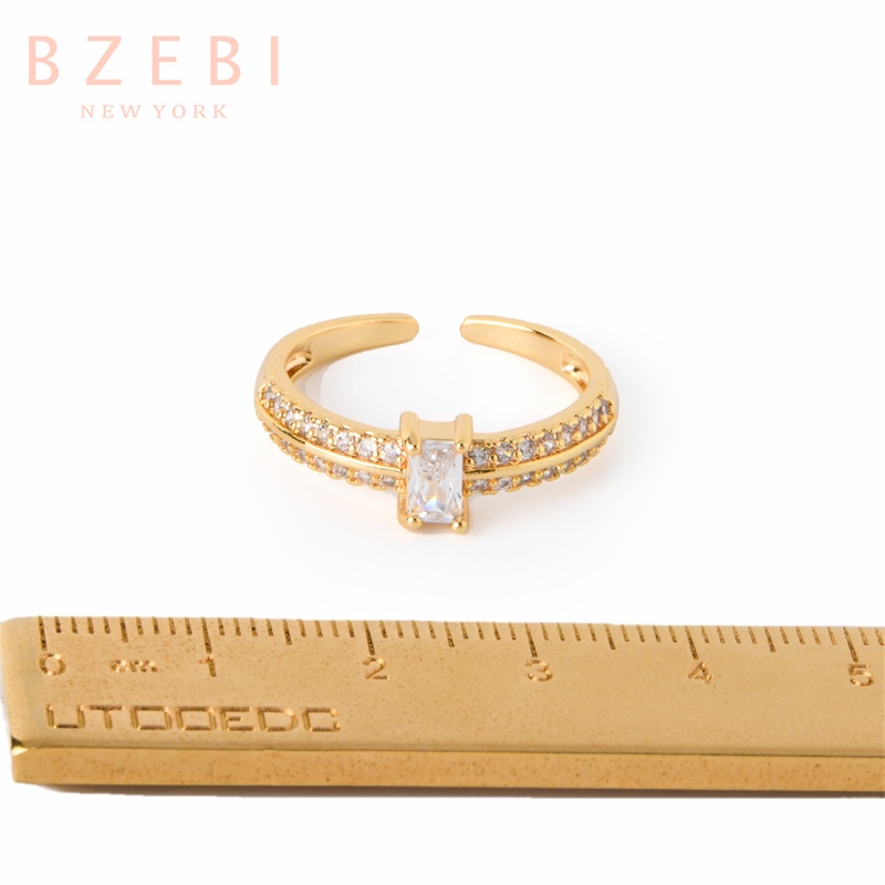 Bzebi Cincin Emas 18k Model Terbuka Anti Karat Gaya Korea 1037r Untuk Wanita