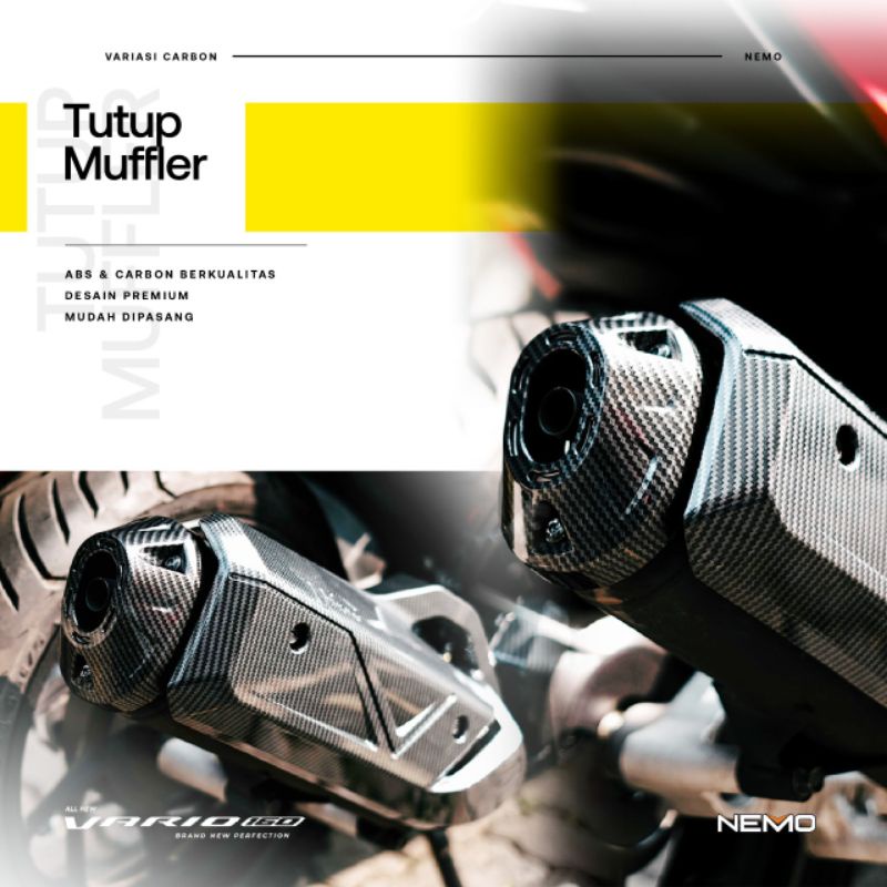 tutup ujung knalpot Vario 160 carbon original nemo corong knalpot Vario 160 carbon
