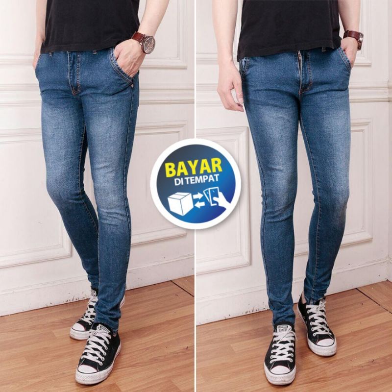 CELANA Jeans Pria Panjang Levis Skinny Slim Fit Panjang Melar/LESVARINGO