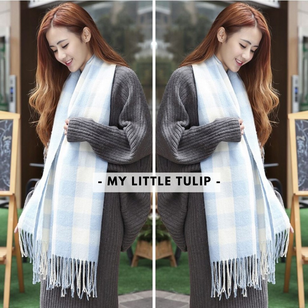 Syal Leher Rajut Hijau Biru Musim Dingin Winter Unisex Syal Leher Rajut Hijau Biru Musim Dingin Winter Unisex