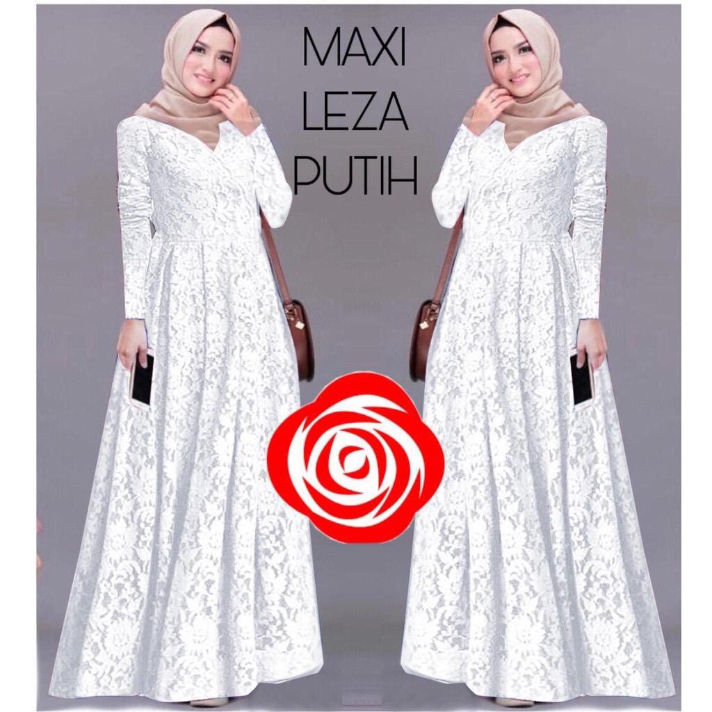 Leza Gamis Terbaru Maxi Dress Full Brukat Remaja Dewasa Wanita Terbaru - Size M L XL